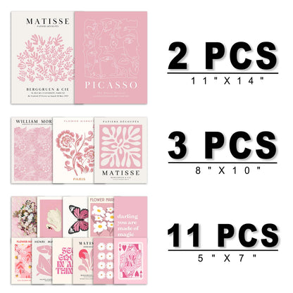 ANERZA 16 PCS Pink Wall Art Decor, Matisse Gallery Wall Prints for Bedroom, Light Pink Posters for Room Aesthetic, Collage Kit Pictures for Living Room, Teen Girls Dorm Home Artwork