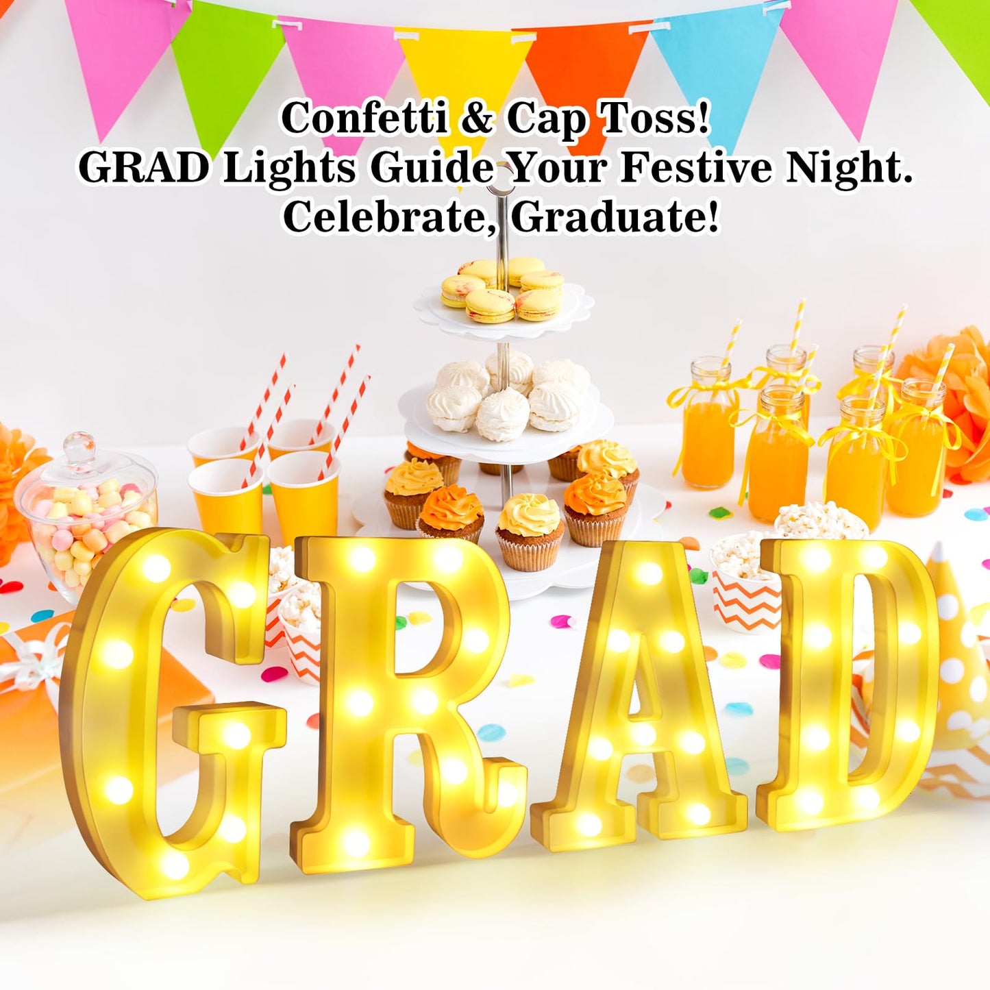 LED Light Up Letters GRAD Sign for Graduation Party Decorations 2025,Congrats Grad Yard Signs,Table Decorations,Grad Letters & Party Supplies for Graduation Celebrations