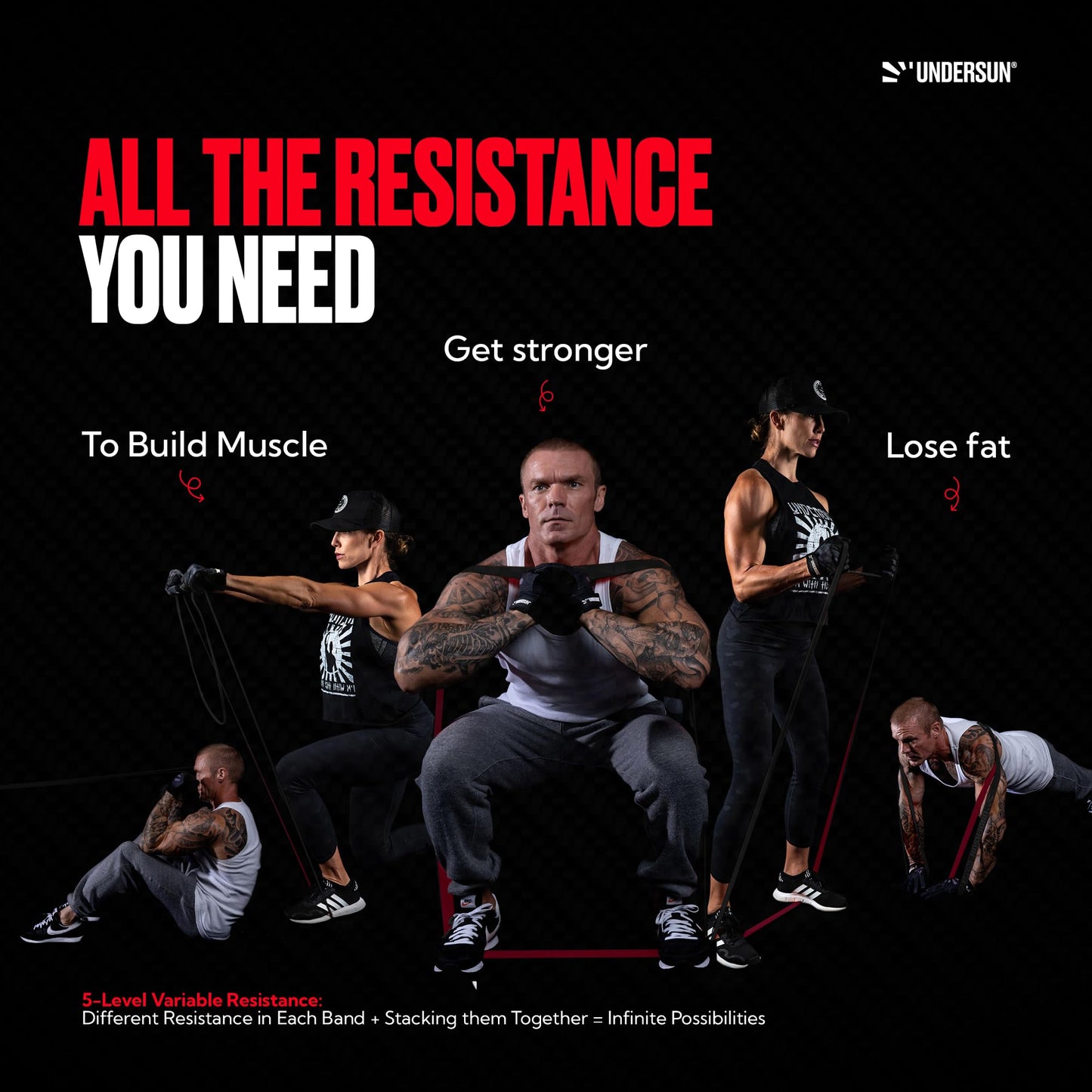 Undersun Resistance Bands for Working Out | Heavy Resistance Bands for Strength Training & Pull Up Assistance | Indoor/Outdoor, Gym, Home Exercise Bands Resistance