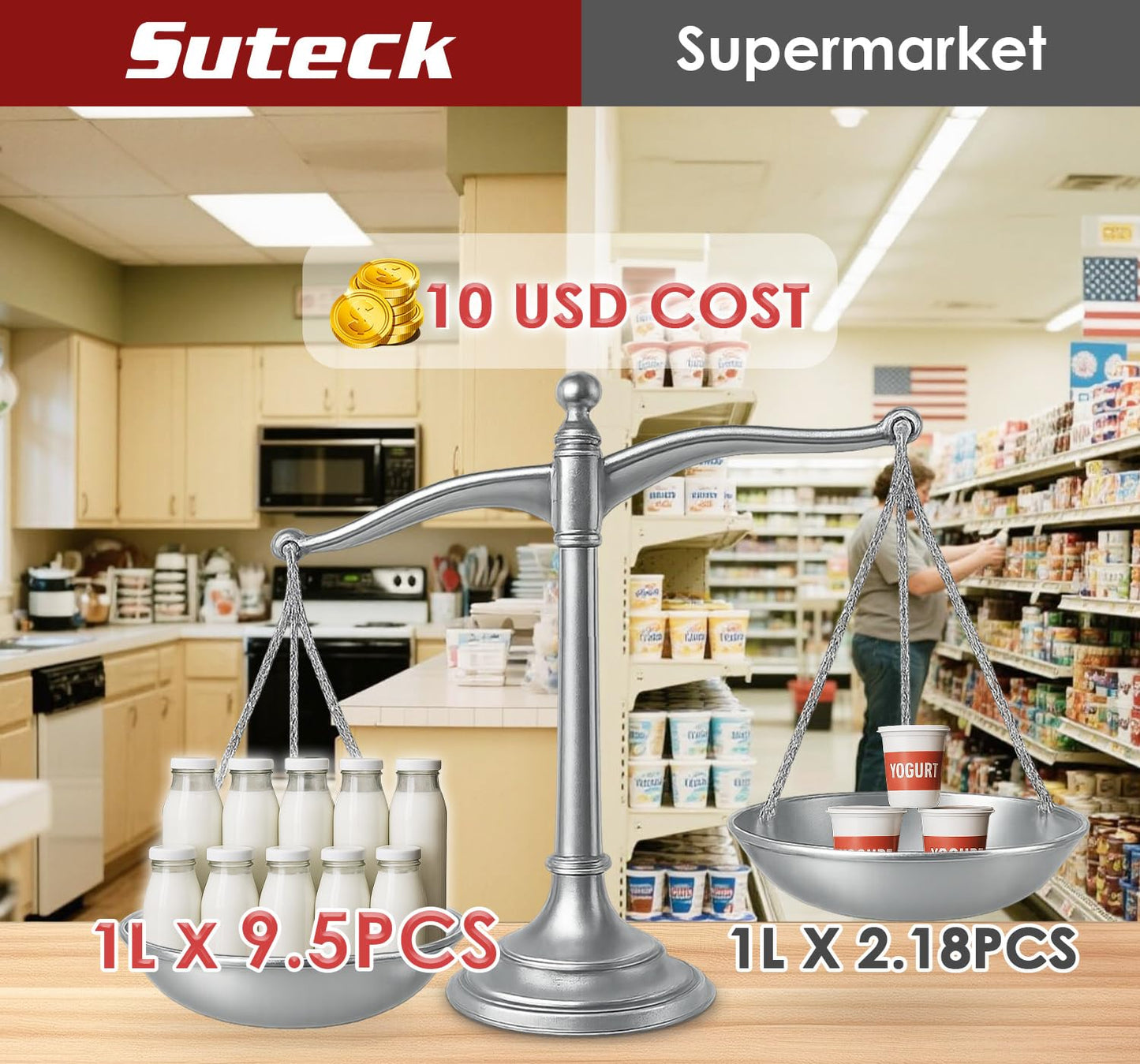 Suteck Yogurt Maker - Stainless Steel Yogurt Makers with Adjustable Time & Temp Control，Automatic Shut-Off & Constant Temper for Homemade Greek, Probiotic Yogurt, BPA-Free 2 Yogurt Bowls (2 Quart)