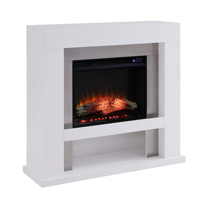 SEI Furniture - Lirrington Stainless Steel Touch Screen Electric Fireplace - Transitional Design, Grey Glass and Wood - Ideal for Living Room, Bedroom (FR1028059)