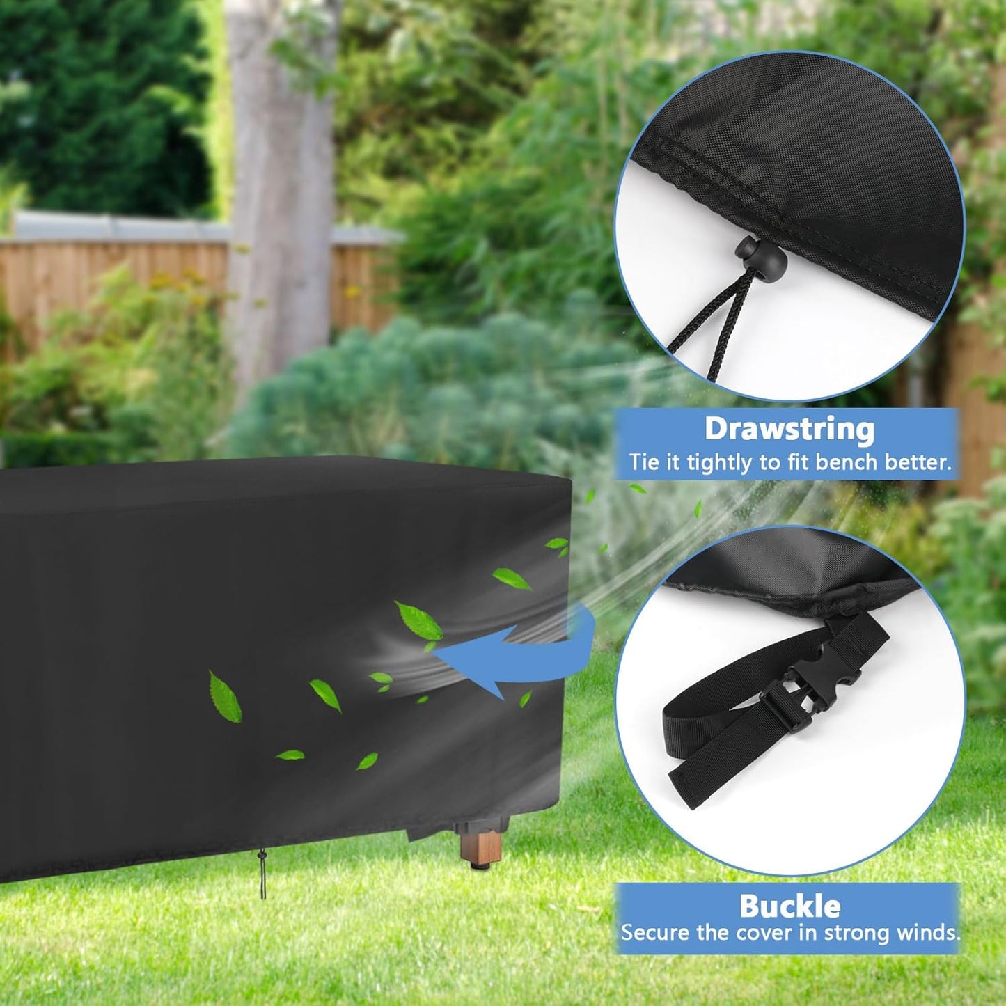 36" 36inch Black-36"L 14" 18" Outdoor Bench Cover for AquaTeak Spa Teak Shower Bench, Waterproof Teak Bench Cover