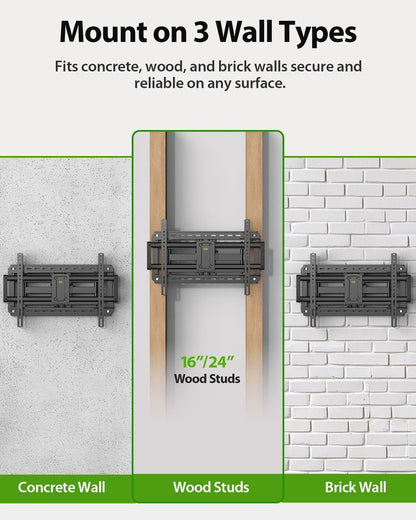 USX MOUNT Full Motion TV Wall Mount for Large TVs 42-97 Inch up to 150 lbs, Wall Mount TV Bracket with Swivel and Tilt, Fits 16",18", 24" Wood Studs, Max VESA 600x400mm Fit 65+ 75+ 85 86 90 TVs XML025