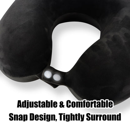 Sexysamba Pure Memory Foam Travel Pillow Set for Adults - Comfortable & Removable Machine Washable Cover, Neck Support Pillow Airplane Travel Kit with Eye Mask for Portable Plane Accessories - Black