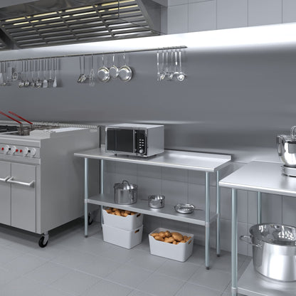 AmGood Stainless Steel Work Table with 1.5" Backsplash | Metal Kitchen Food Prep Table | NSF (60" Long x 18" Deep)