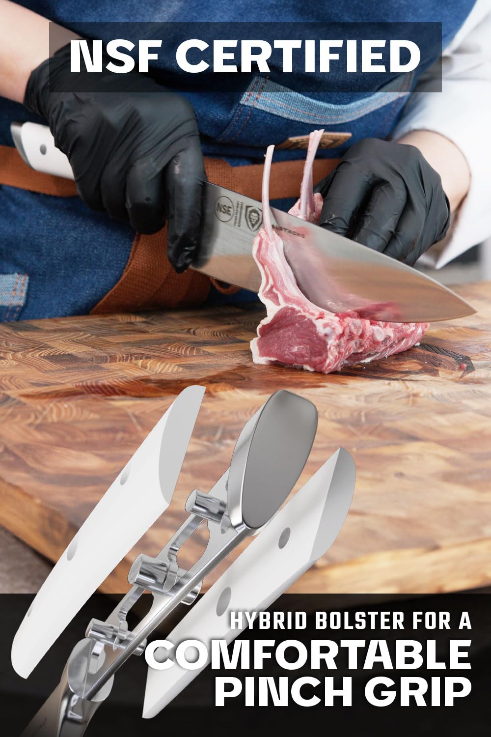 Dalstrong Knife Set Block - 8 Piece - Gladiator Series - German High Carbon Steel Kitchen Set - Premium Food-Grade White ABS Polymer Handles - NSF Certified