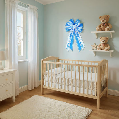 Skiennix Large Blue Baby Shower Bow - Perfect Welcome Home Decoration for Boys | Indoor/Outdoor Use