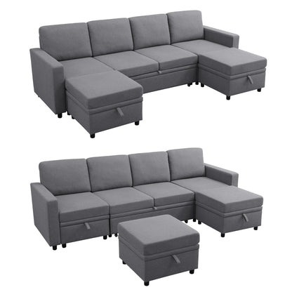 Trygoal 100 Inch Pull Out Couch, Convertible Sofa Bed for Living Room, Comfortable Sleeper Sofa with Pull Out Bed, Modern Sectional Couches with Ottoman Storage, Easy Assembly for Apartment, Dark Grey