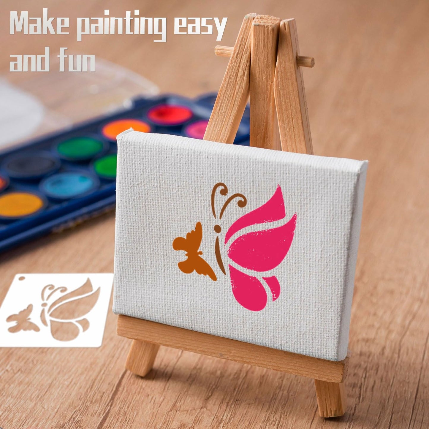 80PCS 3 Inch Plastic Small Craft Stencils - Reusable Rock & Home Decor Painting Stencils
