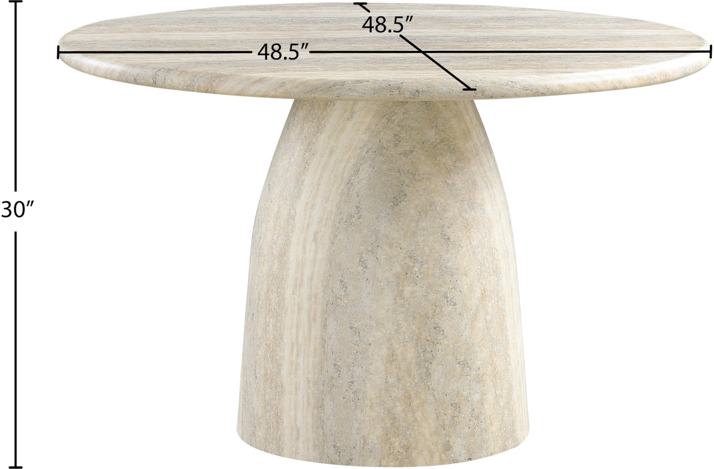 Meridian Furniture 701Travertine-T Cosenza Collection Art Deco 48.5" Indoor/Outdoor Concrete Dining Table with Travertine Finish, 48.5" W x 48.5" D x 30" H, Travertine