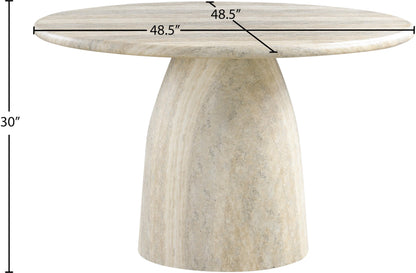 Meridian Furniture 701Travertine-T Cosenza Collection Art Deco 48.5" Indoor/Outdoor Concrete Dining Table with Travertine Finish, 48.5" W x 48.5" D x 30" H, Travertine