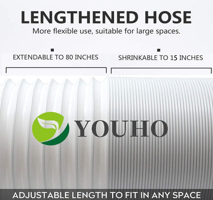 YOUHO Air Conditioner Hose, Portable Exhaust Vent Hose with 5.9 Inch （6”） Diameter, Counterclockwise AC Hose Length to 80 Inch, Universal Replacement AC Vent Hose for LG and Many More Portable AC