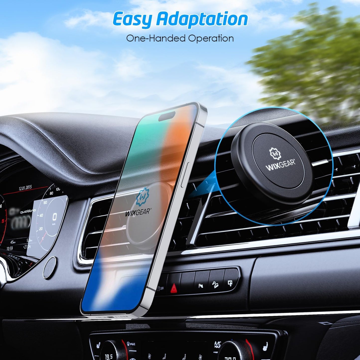 Magnetic Phone Holder for Car, WixGear [2 Pack] Universal Air Vent Magnetic Phone Mount for Car, Car Phone Holder Mount for Cell Phones and Mini Tablets with 4 Metal Plates