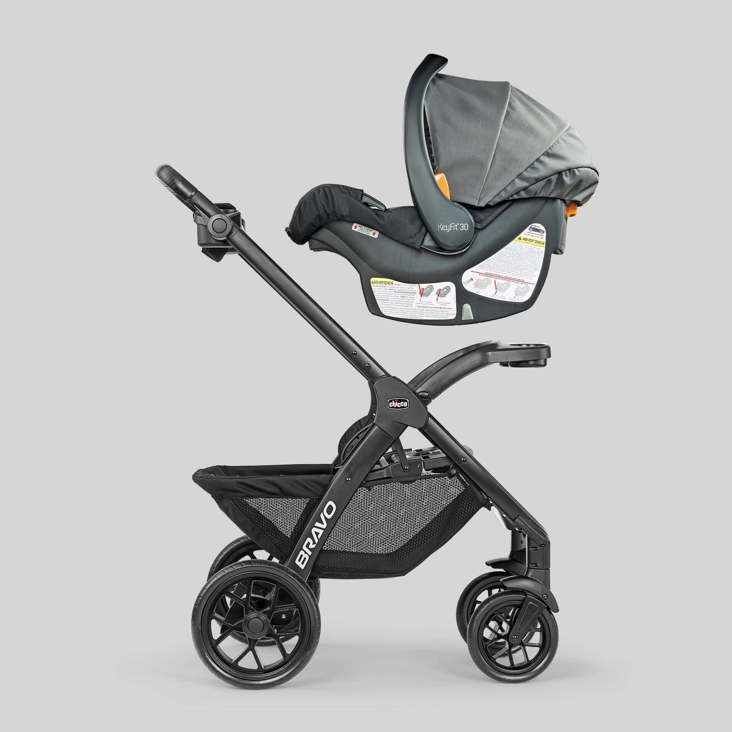 Chicco Bravo LE ClearTex Full-Size Stroller for Babies and Toddlers, UPF-Rated Canopy, GREENGUARD Gold Certified, Lightweight, One-Hand Compact Fold, Pewter/Grey