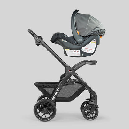 Chicco Bravo LE ClearTex Full-Size Stroller for Babies and Toddlers, UPF-Rated Canopy, GREENGUARD Gold Certified, Lightweight, One-Hand Compact Fold, Pewter/Grey