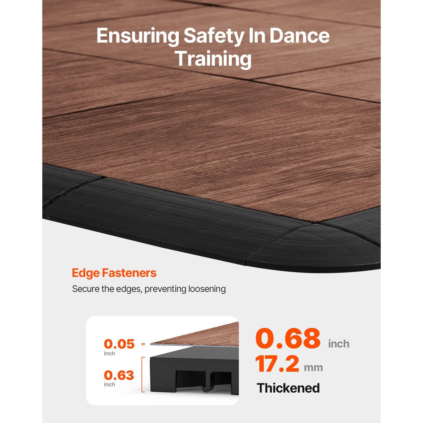 Happybuy Dance Floor Tiles, 12.4 x 12.4 in 52-Piece Interlocking, Portable Dance Flooring with Cushioned Base (Oak Wood Grain, 52 sq. ft/Box)