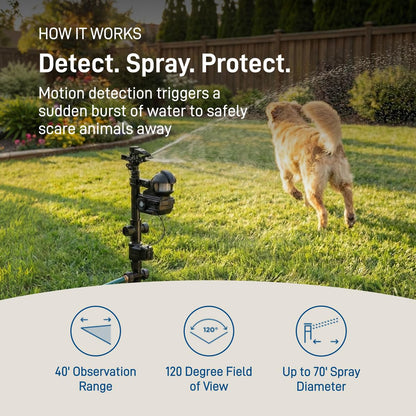 Orbit Yard Enforcer Motion-Activated Sprinkler - Outdoor Animal Repeller & Lawn Protector - Motion Sensor - Multi-Angle Detection - Weatherproof Dual-Purpose Sprinkler - 62100