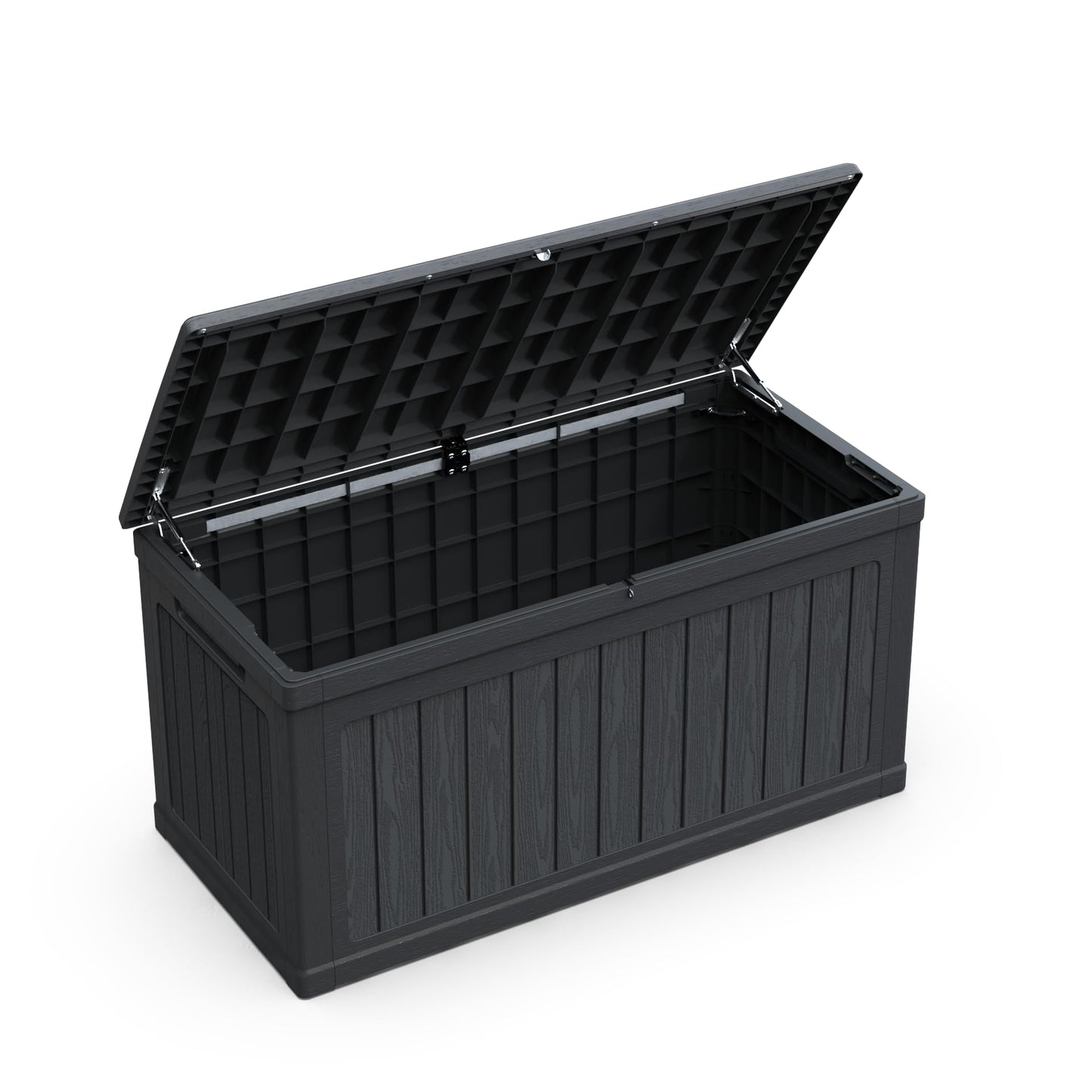 230 Gal Weatherproof Deck Box Large Outdoor Storage Organizer, Double Wall Resin Storage Chest for Patio Furniture, Cushions & Tools, Waterproof, Lockable, Bench Style Table (440lbs Capacity, Black)