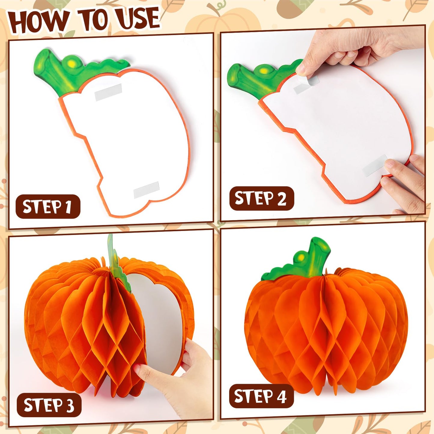 12 Pcs Pumpkin Centerpieces for Tables, 10 Inch Thanksgiving 3D Honeycomb Tissue Balls Fall Paper Hanging Pumpkin Decorations for Halloween Thanksgiving Harvest Party Decor