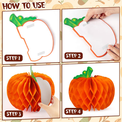 12 Pcs Pumpkin Centerpieces for Tables, 10 Inch Thanksgiving 3D Honeycomb Tissue Balls Fall Paper Hanging Pumpkin Decorations for Halloween Thanksgiving Harvest Party Decor