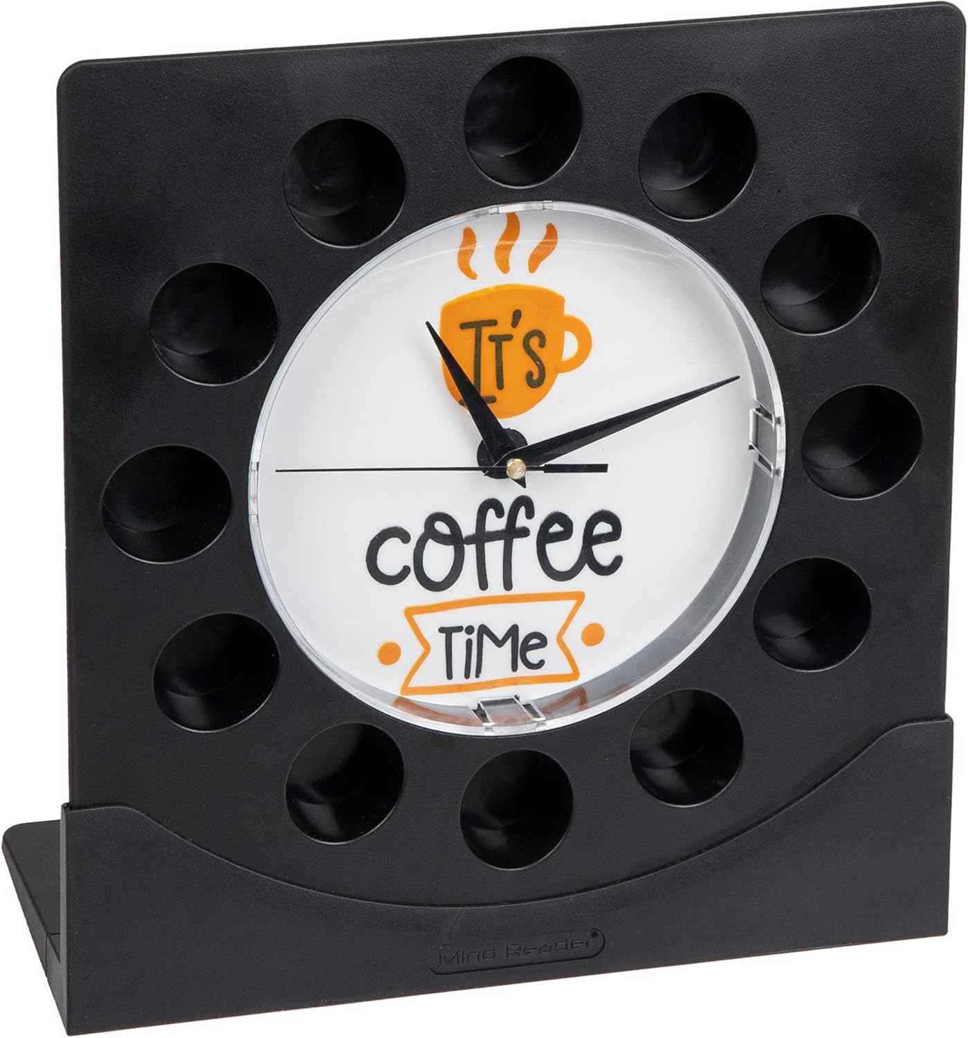 Mind Reader Single Serve Coffee Pod Clock, 12 Pod Capacity, Black Countertop or Wall Mount, 12.5" L x 4.25" W x 12.25" H
