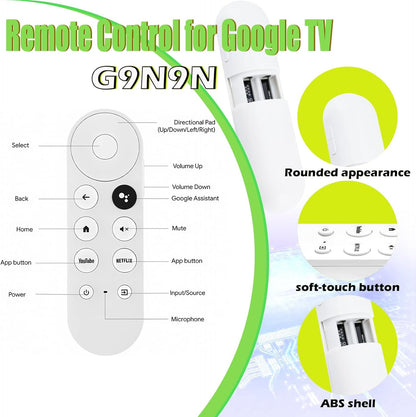 Voice Remote Control Suitable for G9N9N, BENACES Replacement for TV Compatible with Google Chromecast 4k Snow, GA01409-US, GA01919-US, GA01920-US, GA01923-US, GA02463-US, GA02464-US