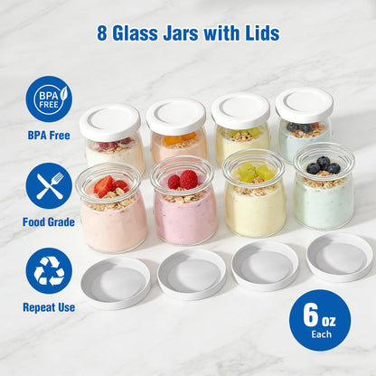 HOPERAN Yogurt Maker with Adjustable Time and Temp Control, Yogurt Maker Machine with Automatic Shut-Off & Constant Temper for Homemade Probiotic, Greek Yogurt, BPA-Free (Black Grey, 48 oz/8 Jars)