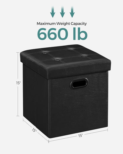 15 Inches Grommet 660 lb, ULSF30B SONGMICS Mazie Collection - Ottoman with Storage, Footstool, Storage Ottoman