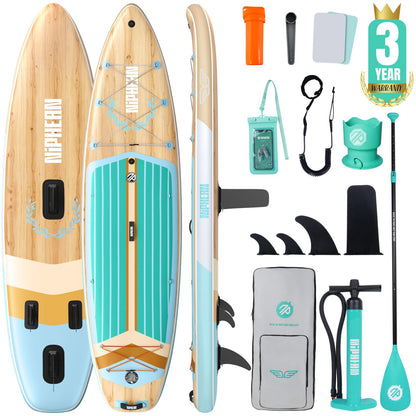 Niphean (Extra Large) Inflatable Paddle Board, SUP for 2+1 People/Family 500lbs Capacity Stand Up Paddle Board with SUP Accessories, StabilTrac Fin Non-Slip Paddleboard for Adults-Mint