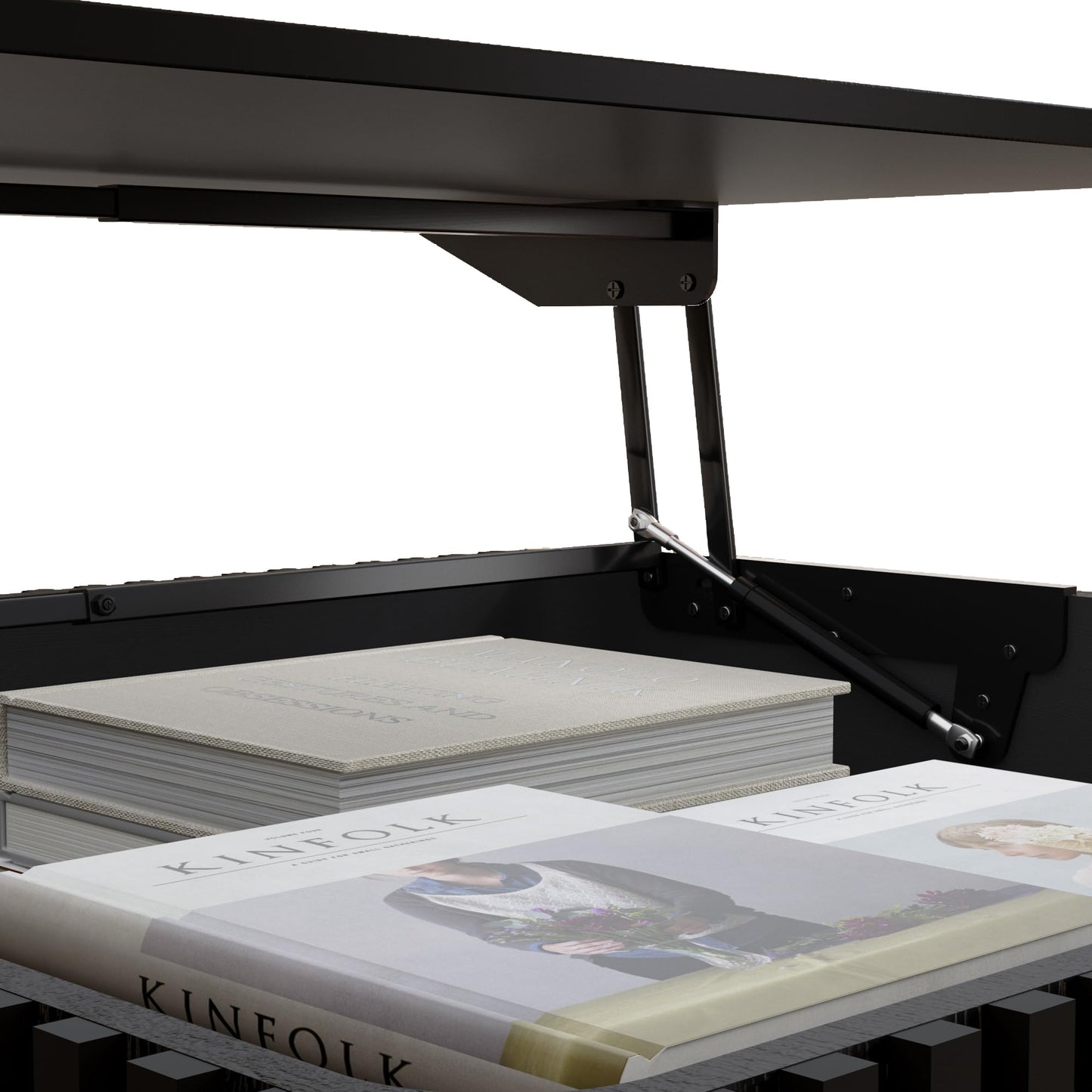 KEIKI 31.5" Square Lift Top Wood Coffee Table with Hidden & Open Storage,Hydraulic Raising Mechanism for Living Room
