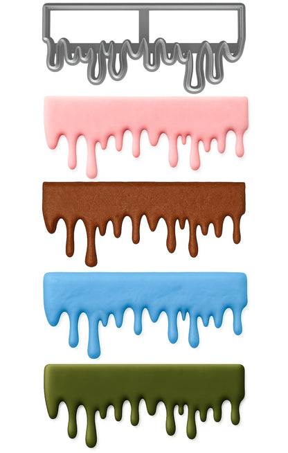 Mighty Gadget Dripping Shape Fondant Cutter (Style 1) 6x2.51" Cake Drip Border & Icing Edge Cookie Mold (Random Color)