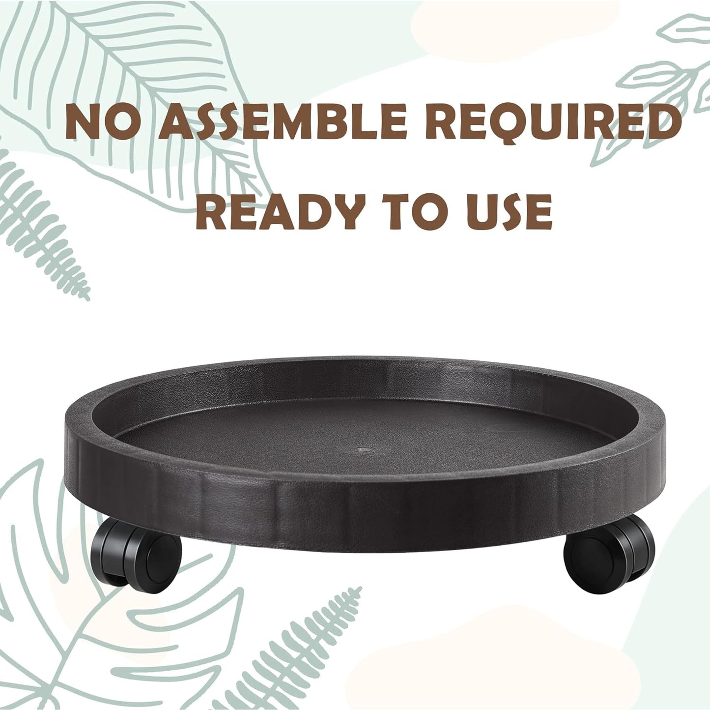 11 Inch Planter Caddies Rolling Saucer Caddy with Wheels, Heavy Duty Wheeled Stand for Potted Plant, Round Coaster