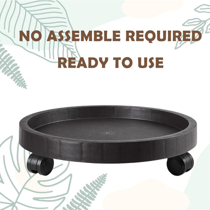 11 Inch Planter Caddies Rolling Saucer Caddy with Wheels, Heavy Duty Wheeled Stand for Potted Plant, Round Coaster