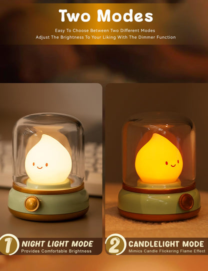 Cute Ghost Campfire Lamp, Halloween Decor,Kids Night Light，Adjustable Dimmable Rechargeable Night Light for Kids, Girls, Boys Gifts,Halloween,Christmas Decorations