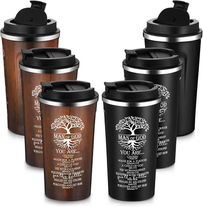 6 17 oz Set Ziliny Pcs Christian Gifts for Men Coffee Tumbler Inspirational Man of God Mugs Stainless Steel Tumbler