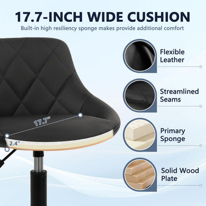 KLASIKA Drafting Chair with Backrest and Wheels, Adjustable Footrest Height Rolling Stool, PU Leather Tall Swivel Chairs Work Shop Office Desk Stools for Kitchen Home Bar, Black, 4 Pack