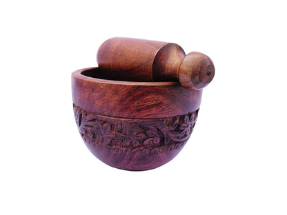 Acacia Wooden Mortar and Pestle Set, Kitchen Tool for Grinding Garlic, Mustard, Black Pepper, Herbs, and Spices