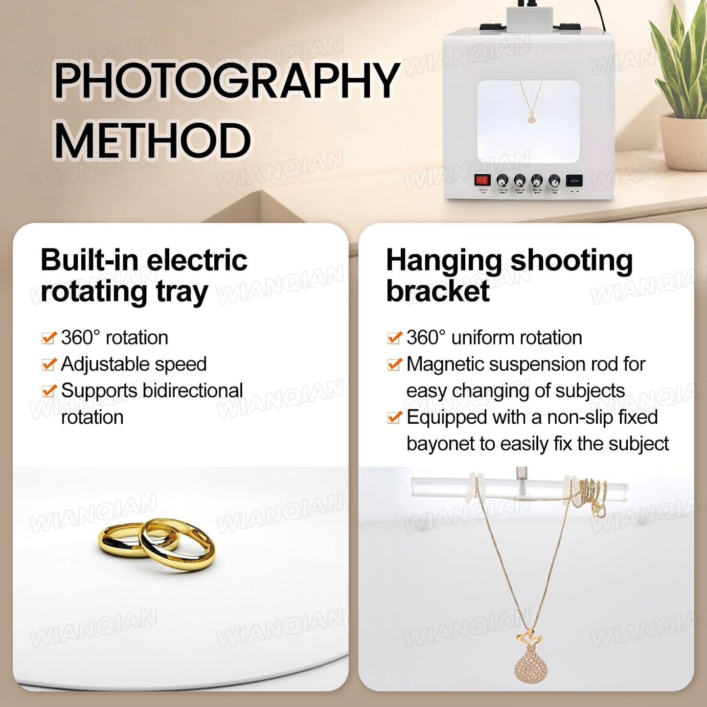 Portable Photo Studio Light Box, Jewelry Photography Box Kit, Jewelry Photography Light Box Kit, 20,000 Lux / 22,000 Lux, Bidirectionally Adjustable Speed, For Small Items Photography Video TB200