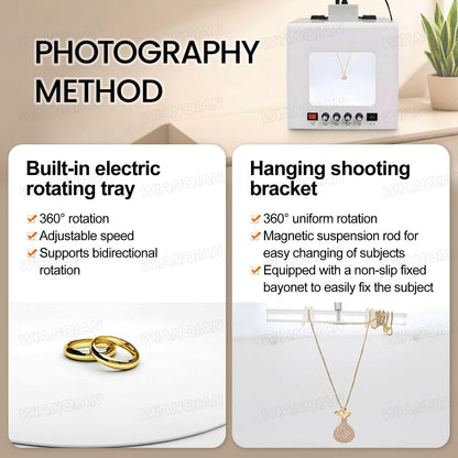 LHUITUI Mini Photo Studio Softbox, Jewelry Photography Video, Jewelry Shooting Tent Softbox, Black and White Background, 1kg Load Capacity, for Home Studio Jewelry Shots TB200