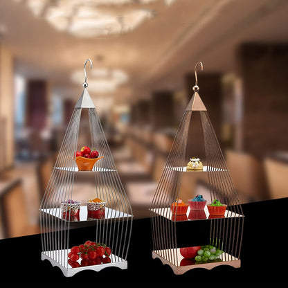 Cake Stand 3-Tiered Cake Stand with Handles Stainless Steel Dessert Table Multi-Purpose Cupcake Display Stand Wedding Pastry Serving Tray Cupcake Tower