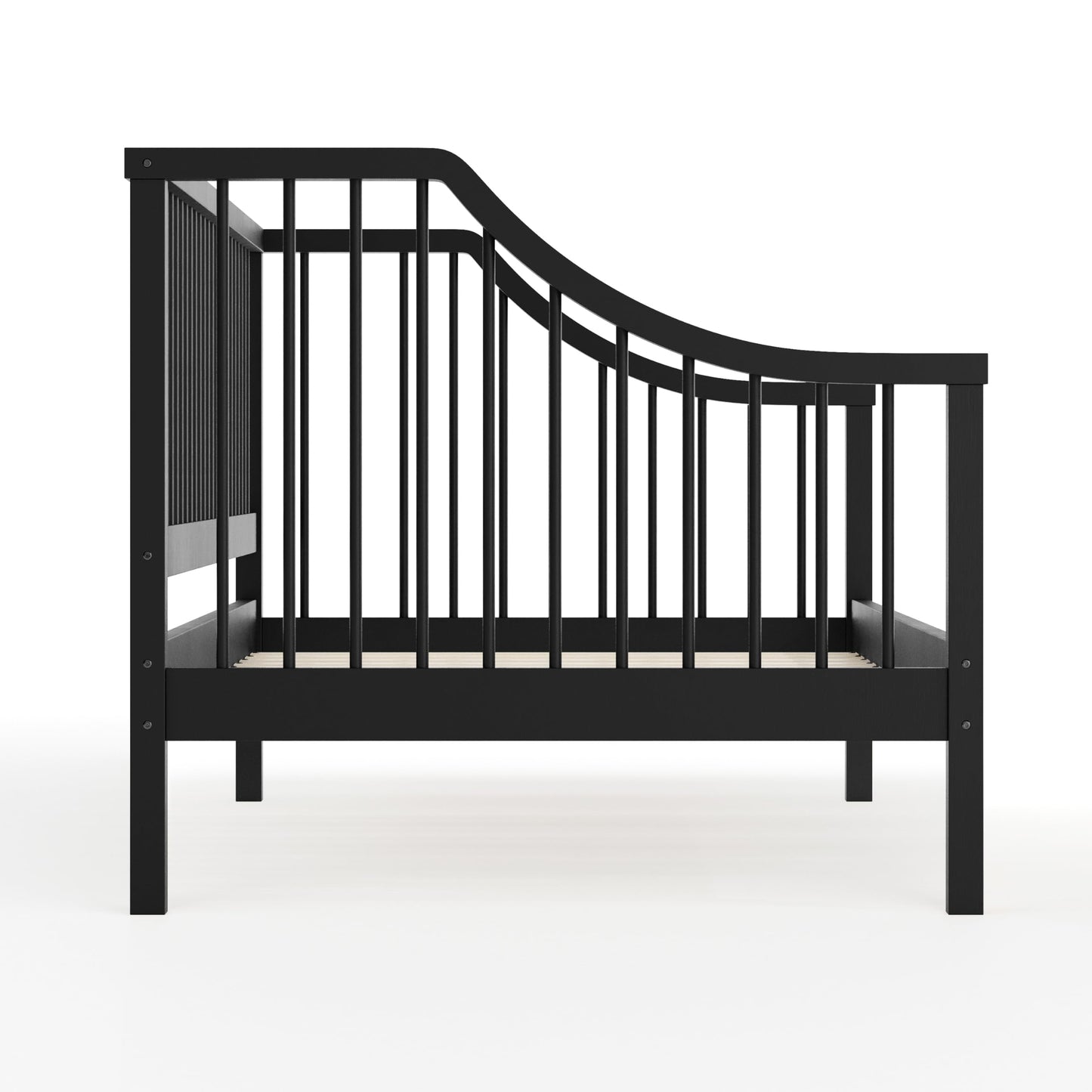 Martha Stewart Neely Platform Daybed with Wood Spindles, Solid Wood Frame, No Box Spring Needed, Twin Size, Black