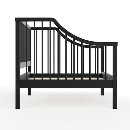 Martha Stewart Neely Platform Daybed with Wood Spindles, Solid Wood Frame, No Box Spring Needed, Twin Size, Black