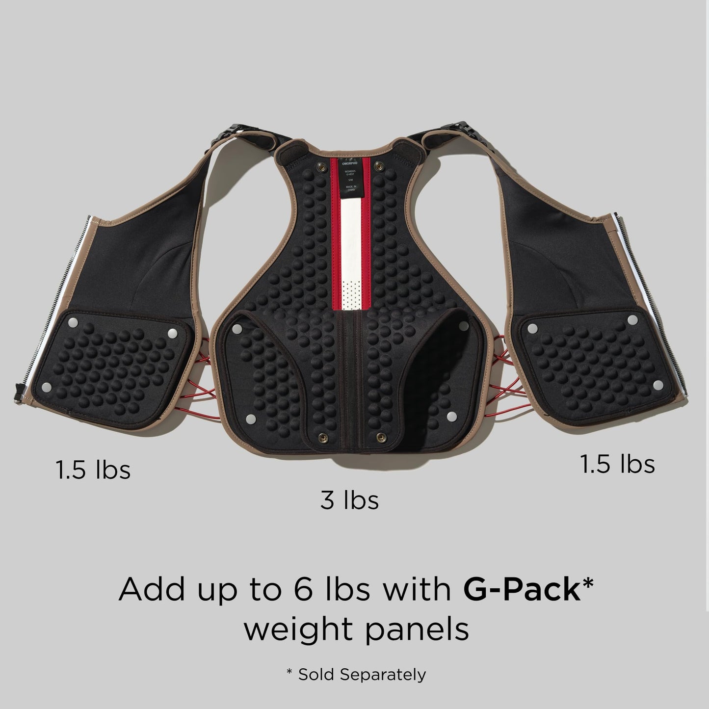 OMORPHO Women's G-Vest, 6 lb (up to 12 lb with addition of G-Pack), weighted vest for women, low-profile, fully adjustable, comfort fit. Great for walking, hiking, running and training. (Black, S-M)
