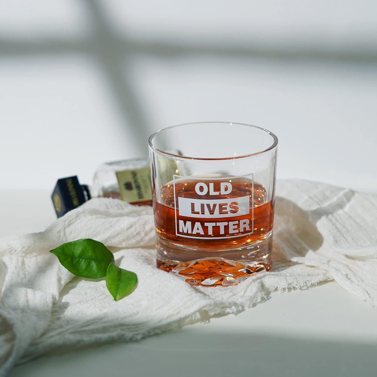 OLD LIVES MATTER Whiskey Glass, Funny Gag Gift for Men Dad, Unique Presents for Fathers Day Christmas Birthday