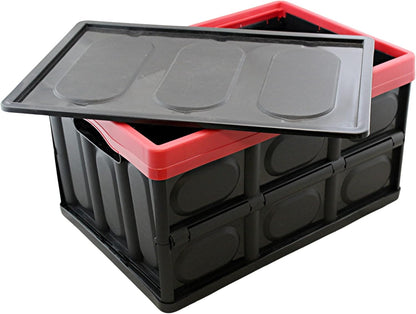 Dependable Industries Essentials Collapsible Storage Box, Foldable Utility Bin with Lid for Home Office Organization