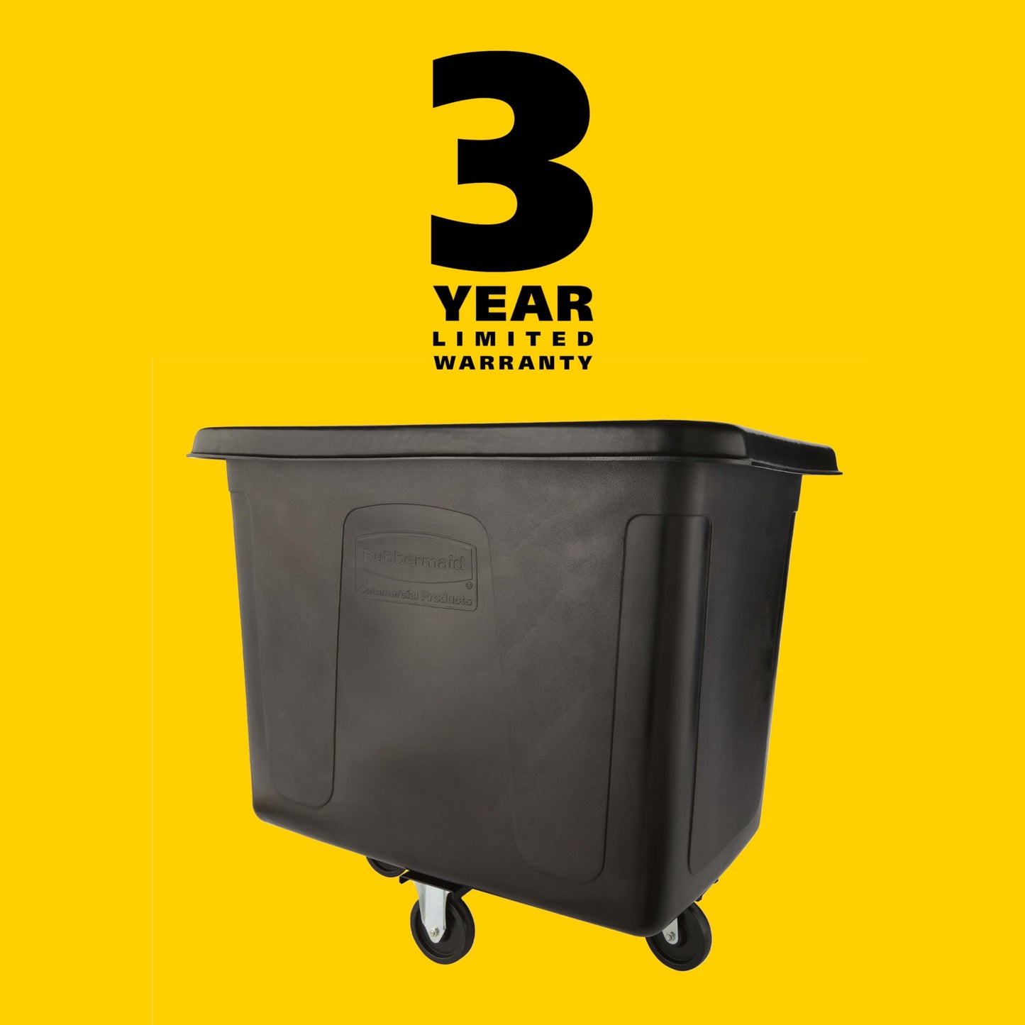 Rubbermaid Commercial Products Cube Basket Truck with Wheels/Casters, 500 lbs Capacity, Rectangular, Black, For Laundry/Waste/Trash/Heavy Materials