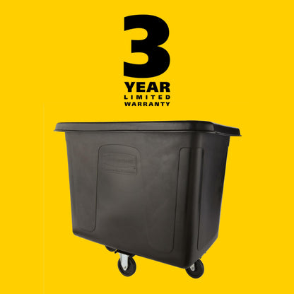 Rubbermaid Commercial Products Cube Basket Truck with Wheels/Casters, 500 lbs Capacity, Rectangular, Black, For Laundry/Waste/Trash/Heavy Materials