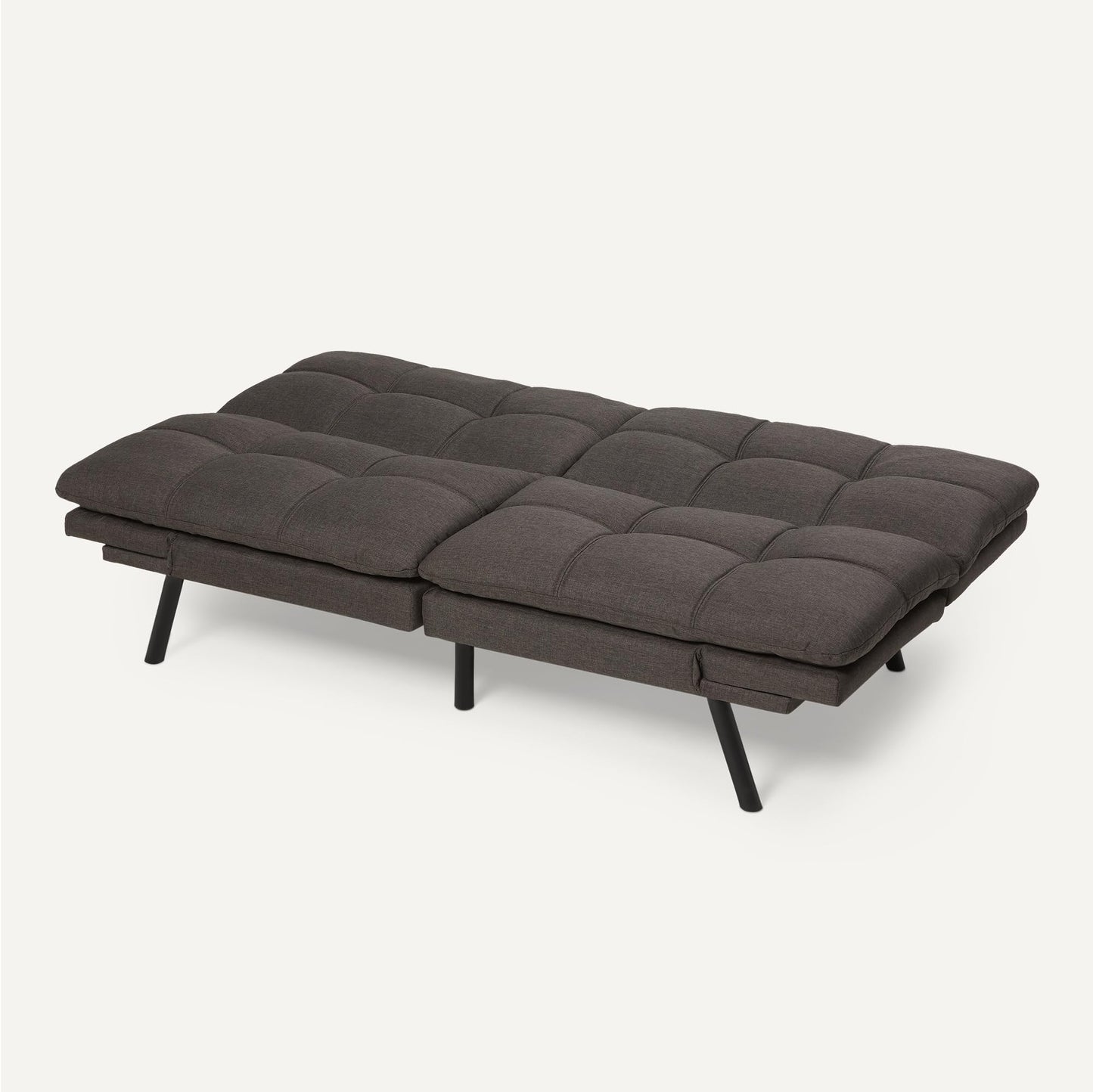 Amazon Basics Futon Sofa Bed, Convertible Memory Foam Sofa Couch with Adjustable Positions for Small Living Room, Office, Apartment, Dark Grey Linen Fabric