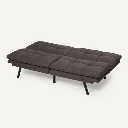 Amazon Basics Futon Sofa Bed, Convertible Memory Foam Sofa Couch with Adjustable Positions for Small Living Room, Office, Apartment, Dark Grey Linen Fabric
