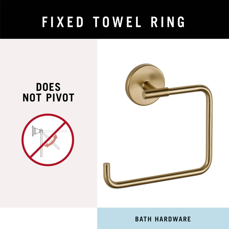 COVIXXIO Hand Towel Holder Champagne Bronze Towel Racks for Bathroom Wall Square Towel Ring Holder for Bath Towel Hanger for Kitchen, Bathroom Accessories (Squre (Screw))